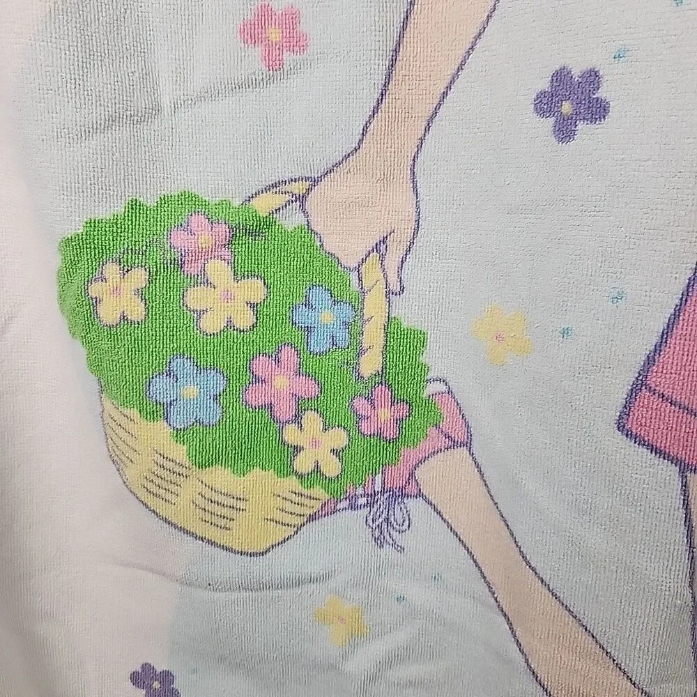 Vtg 1998 Barbie Mattel Beach Bath Towel Flower Shop by Franco 48 x 27